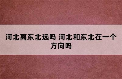 河北离东北远吗 河北和东北在一个方向吗